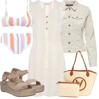 Outfity pro léto s Růžová/Krémová/Oranžová/Žlutá/Zelená/Khaki/Béžová Košilové šaty/Letní Šaty/Ležérní Šaty/Šaty Bez Rukávů/Pouzdrové Šaty/Mušelínové šaty/Šaty Do Áčka/Šaty na Konfirmaci/Šaty Niki/Bavlněné Šaty/Šaty s Páskem Lascana "Outfit na léto"