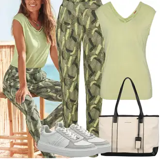Outfit sa Siva/Srebro/Svjetlosiva/Bijela Niska Tenisica/Ljetna Tenisica/Kožna Tenisica/Tanka Tenisica/Tenisica s platformom S.Oliver "Outfit za odmor"