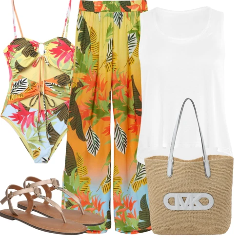 Kombinace Žlutá/Oranžová/Vícebarevný/Béžová/Zelená Široká Kalhoty/Plážová Kalhoty/Palazzo Kalhoty/Kalhoty s Peřím/Kalhoty s Potiskem Desigual