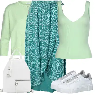 Outfit sa Zeleno/Tirkizna/Plava Suknja/Haljina Veći Broj/Kratke hlače velike veličine/Bluza i Tunika Ragwear "Outfit za odmor"