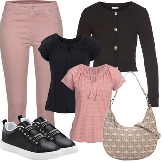 Outfit s Černá Úzká Teniska/Teniska na platformě/Tenisky s Bočním Zipem/Nazouvací Teniska/Volnočasová bota/Teniska se zapínáním na suchý zip/Nízká Teniska/Kožené Tenisky Lascana "Outfit na léto"