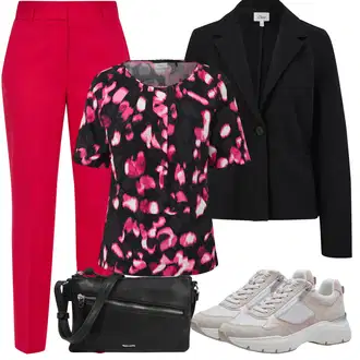 Krátké Velikosti Outfit s Černá/Růžová Pletený Sako/Neformální Sako/Blejzrové Bund/Bavlněný Sako/Kožená bunda/Teplákový blejzr/Boyfriend Sako/Kožená bunda pro muže/Krátké Sako/Kožená Pánská Bund S.Oliver "Outfit na léto"