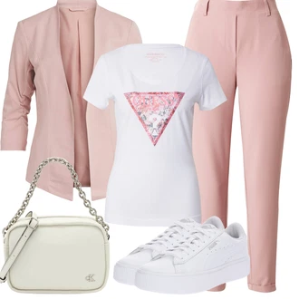 Chino Outfit sa Pink/Ljubičasta Hlače od muslina/Ležerna Hlača/Hlače s Prorezom/Hlača od Odijela/Skinny Hlače/Hlače Visokog Struka/Uske Hlača/Ravna Hlača/7/8 Hlača VERO MODA "Outfit za odmor"
