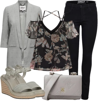 Vysoké Podpatky Outfit s Béžová/Hnědá/Khaki/Tmavě zelená Sandál na klínku/Espadrilka na Podpatku/Bota Na Klínku/Espadrille sandál/Espadrilka s klínovým podpatkem/Letní Bota Calvin Klein "Outfit na léto"