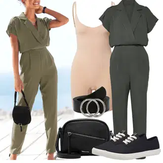 Outfit sa Siva/Smeđa/Tamnozelena/Kaki/Tamnosiva Vjenčanje kombinezon/Svečani kombinezon/Elegantni kombinezon/Ljetni kombinezon Lascana "Outfit za odmor"