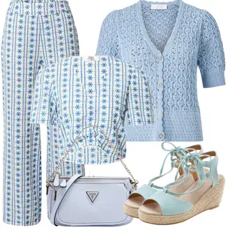 Outfit sa SvjetloPlava/Plava Hlača za Plažu/Karirane Hlače/Štofaste hlača/Marlene Hlača/Hlače od muslina/Palazzo Hlača/Flanelska Hlača/Hlača s Uzorkom/Pidžama Hlača/Tradicionalna Hlača/Široka Hlača katy perry exclusive for about you "Outfit za odmor"