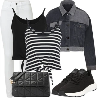 ľahký Outfit sa Siva/Svjetlosiva/Tamnoplava/Tamnosiva Crop Jakna/Kratka Traper Jakna/Kratka Jakna/Traper Jakna nocturne "Outfit za ljeto"