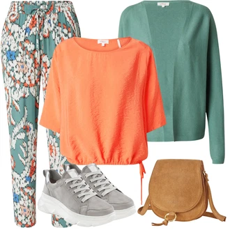 Outfit s Šedá/Světle šedá Nízká Teniska/Teniska na platformě/Chunky Tenisky/Letní Tenisky/Kožené Tenisky Lascana "Outfit na léto"