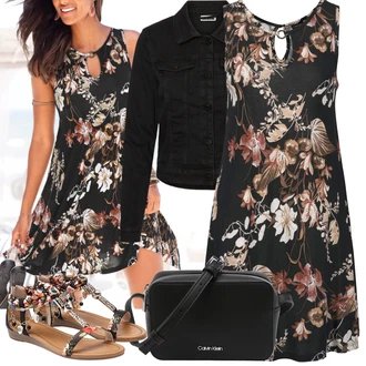 Nadrozměrné Zapínání na knoflíky Outfit s Růžová/Fialová/Zelená/Černá/Hnědá Tunikové šaty/Pouzdrové Šaty/Letní Šaty/Šaty Do Áčka/Ležérní Šaty/Šaty S Potiskem/Šaty Bez Rukávů Lascana "Outfit na léto"Look: Emo, Příliš oblečený, Nadrozměrné, Extravagantní