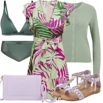 Majka mladenke Outfit sa Zeleno/Pink/Tirkizna Haljina S Printom/Omotna Haljina/Ljetna Haljina/Bluza Haljina/Haljina za Plažu Only "Outfit za odmor"