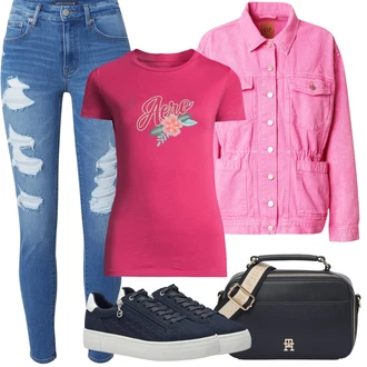 ľahký Outfit sa Pink Traper Jakna/Gajtana Jakna/Ljetna jakna/Vintage Jakna GAP "Outfit za odmor"