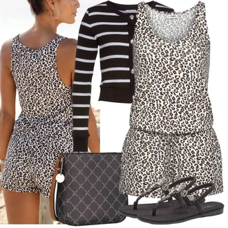 Outfit s Šedá/Hnědá/Béžová Overall Hrací souprava Buffalo "Outfit na léto"