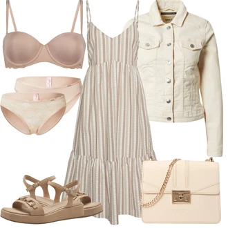 Outfit sa Krem/Bijela/Narandžasta/Bež/Kaki Gajtana Jakna/Crop Jakna/Kratka Jakna/Kratka Traper Jakna/Proljetna jakna/Ljetna jakna/Vintage Jakna/Traper Jakna Only "Outfit za odmor"