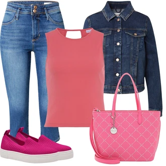 Outfit s Modrá/Světle modrá Capri Džíny/Zkrácené Džíny/High Waist Džínové Kalhoty/Dámské Džíny s Délkou 7/8 S.Oliver "Outfit na léto"
