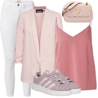Outfit s Růžová/Fialová Nízká Teniska/Kožené Tenisky/Letní Tenisky/Úzká Teniska Adidas Originals "Outfit na léto"