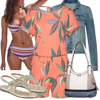 Tropski Outfit sa Narandžasta/Pink Tunika S.Oliver "Outfit za odmor"