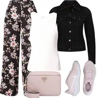 Svatovski gost Outfit sa Crvena/Pink Hlače Palazzo Hlača/Hlača s Uzorkom/Hlača za Plažu/Culotte Hlačice/Široka Hlača/Štofaste hlača/Marlene Hlača About You "Outfit za odmor"