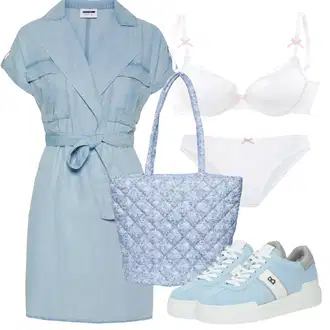 Outfit s Světle modrá Teniska na platformě/Kožené Tenisky/Letní Tenisky/Skate Bota/Nízká Teniska/Úzká Teniska/Teniska teddy BOGNER "Outfit na léto"