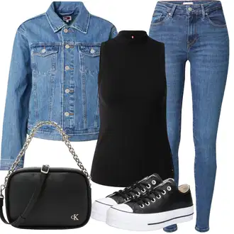 Outfit sa Crna/Siva Torba Za Preko Ramena/Torba za pisma/Torba za rame/Mala Torbica/Torba preko ramena/Torbica Calvin Klein Jeans "Outfit za odmor"