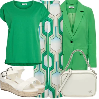 Outfity pro léto s Zelená/Světle zelená/Tmavě zelená/Tyrkysový Kalhoty se Štěrbinou/Kalhoty s Potiskem/Dlouhá Kalhoty marella "Letní vzhled pro módní ženy"