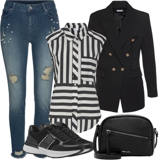 Outfit s Černá Teniska Zimní Tenisky/Kožené Tenisky/Úzká Teniska/Bota Na Pěší Turistiku/Tenisky s Bočním Zipem/Nízká Teniska Tamaris "Outfit na léto"