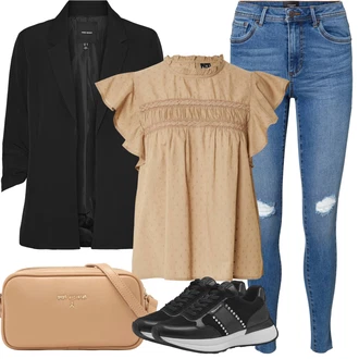 Outfit s Černá Teniska Zimní Tenisky/Kožené Tenisky/Úzká Teniska/Bota Na Pěší Turistiku/Tenisky s Bočním Zipem/Nízká Teniska Tamaris "Outfit na dovolenou"