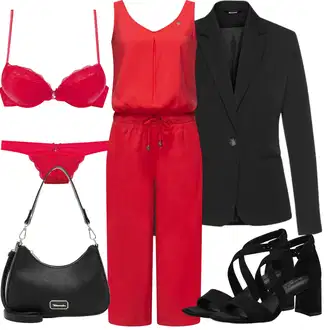Outfit sa Crna/Tamnosiva Elegantni Sako/Boyfriend Sako/Kožna Jakna za Muškarce/Kožna Jakna za muškarce/Casual Sako/Sako Jakna/Sako od smokinga/Kratki Sako/Kožna Jakna/Poslovno Odijelo Lascana "Outfit za odmor"