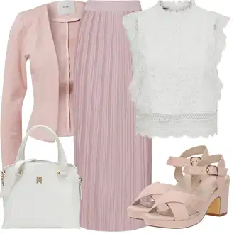 Nev?sta Outfit s Fialová/R??ová Italská Sukn?/Midi Sukn?/Maxi Sukn?/Plisovaná Sukn?/Ma?kaná Sukn?/Sukn? Pro Svatebního Hosta/Moderní Sukn? About You "Letní vzhled pro módní ?eny"