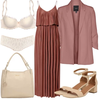 Elegantní Dlouhé Outfit s Fialová Dlouhé Letní Šaty/Plisované Šaty/Maxi Šaty About You "Outfit na léto"Look: Boho, Elegantní, Hippie, Jazz, Old Money, Romantický, Slavnostní
