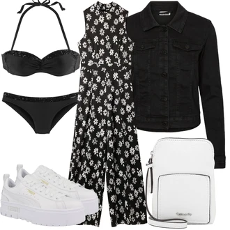 Outfit s Černá Bandeau Bikin/Bustier/Bikinové plavky s vycpávkami/Balconette/Bikin s flitry/S Kosticemi/Balconette-bikini/Push-up bikini/Bikiny s průstřihem Bruno Banani "Outfit na léto"