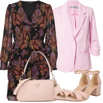 Outfit sa Ljubičasta/Tamnocrvena Jesenska Haljina/Bluza Haljina/Haljina S Printom/Omotna Haljina VERO MODA "Outfit za ljeto"