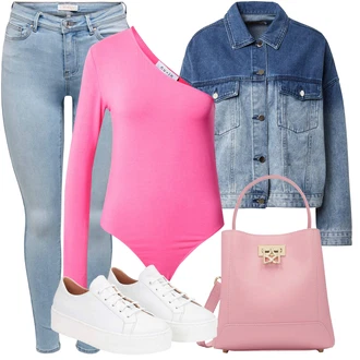 Outfit sa Plava/Svjetloplava Kratka Traper Jakna/Vintage Jakna/Traper Jakna misspap "Outfit za odmor"