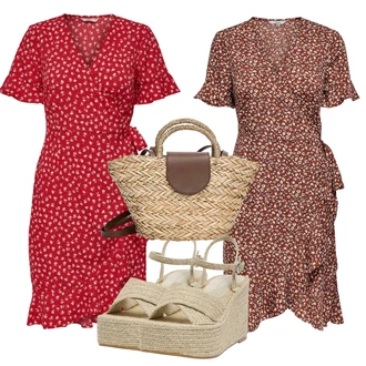 Veći brojevi Svatovski gost Outfit sa Smeđa/Ljubičasta Haljina Veći Broj/Tunika Only, Crvena/Tamnocrvena Haljina Veći Broj/Tunika Only "Outfit za ljeto"