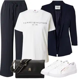 Outfit sa TamnoPlava/Plava Široka Hlača/Hlače od muslina/Slip-on Hlača/Hlača za Plažu/Paperbag Hlača/Relax hlače/Salonska Hlača/Udobna Hlača/Ležerna Hlača/Štofaste hlača/Pidžama Hlača/Jersey Hlača About You "Outfit za ljeto"