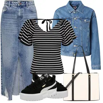 Outfity pro léto s Světle modrá/Modrá Džínová Sukně/Džínová vintage sukně Only "Outfit na léto"