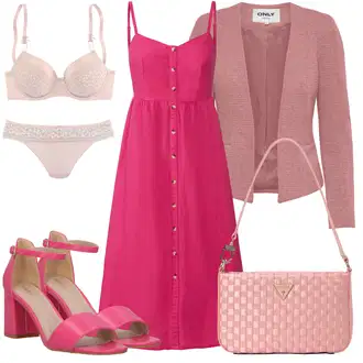 Outfit s Růžová Dlouhé Letní Šaty/Bavlněné Šaty/Ležérní Šaty/Midi Šaty/Šaty s Kapsou Lascana "Outfit na léto"