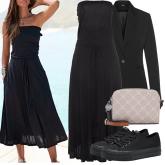 Outfit s Černá Teniska na platformě/Úzká Teniska/Nízká Teniska/Plátěná Teniska/Skate Bota Tamaris "Outfit na léto"