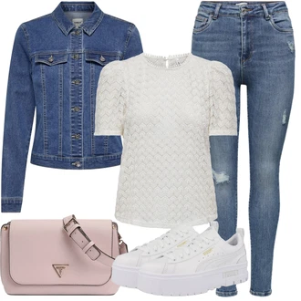 Zapínání na knoflíky Outfit s Hnědá/Krémová/Červená/Stříbrný/Bílá/Béžová/Šedá Halenka a Tunika/Pletenina veľkej veľkosti/Halenka Móda Pro Plnoštíhlou/Tričko & Top Móda Pro Plnoštíhlé Only "Outfit na dovolenou"