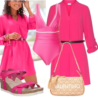 Outfit sa Pink Elegantna Tunika/Duga Bluza/Tunika Majica/Tunika A kroja/Klasična tunika/Otmjena Tunika Lascana "Outfit za odmor"