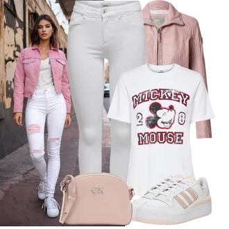 Outfit s Růžová/Béžová/Hnědá/Šedá Nízká Teniska/Vintage Teniska/Letní Tenisky/Teniska na platformě/Kožené Tenisky Adidas Originals "Hezký outfit pro volný čas"