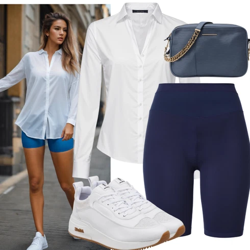 Kombinace Modrá/Tmavě modrá Košile Cyklistický šortky Adidas Originals