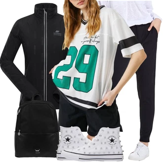 outfit mit Bela/Siva/Srebrna/Svetlo siva Platnena superga/Superge Z Bočno Zadrgo/Teddy superga/Zimske superge/Superge Luknjasta Converse "Vsakodnevni Outfit"