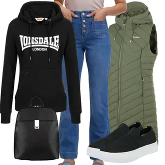 outfit mit Črna/Rdeča/Roza Jakna s Kapuco/Vodoodporna Jakna Lonsdale "Vsakodnevni Outfit"
