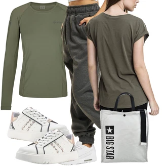 outfit mit Siva/Temno zelena/Temno siva/Khaki Jogger Hlača/Športne hlače/Cargo trenirke/Moška Usnjena Jakna/Široka Hlača Baggy Hlače Dangerous DNGRS "Vsakodnevni Outfit"