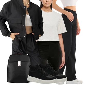 Pilates outfit mit Črna/Temno modra/Rjava bİkelİfe "Vsakodnevni Outfit"Look: Pilates, Hoja, Tek