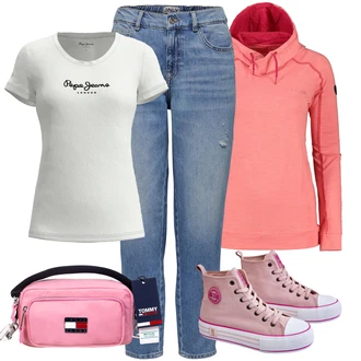 outfit mit Roza/Oranžna/Rdeča Trening Jakna/Jakna za tek/Termo jakna/Merino jakna/Pohodniška jakna/Pletena Jakna iz Flisa HANNAH "Vsakodnevni Outfit"