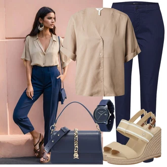 Outfity pro práci s Béžová/Hnědá/Khaki/Šedá Halenka a Tunika/Halenka Móda Pro Plnoštíhlou Object "Módní letní vzhled"