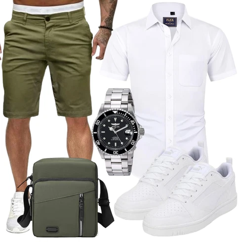 DunkelGrün/Khaki/Grün Chino Shorts/Bermuda/Kurze Hose/Cargo Short Uusollecy kombinieren