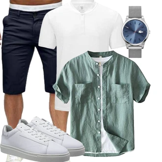 Sommer Outfit mit Dunkelblau Chino Shorts/Bermuda/Kurze Hose/Capri ALLABREVE "Casual Look"