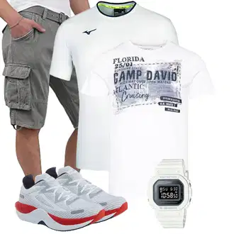 Sommer Outfits Leichte mit Grau/Hellgrau/Khaki Cargo Short Indicode "Casual Look"